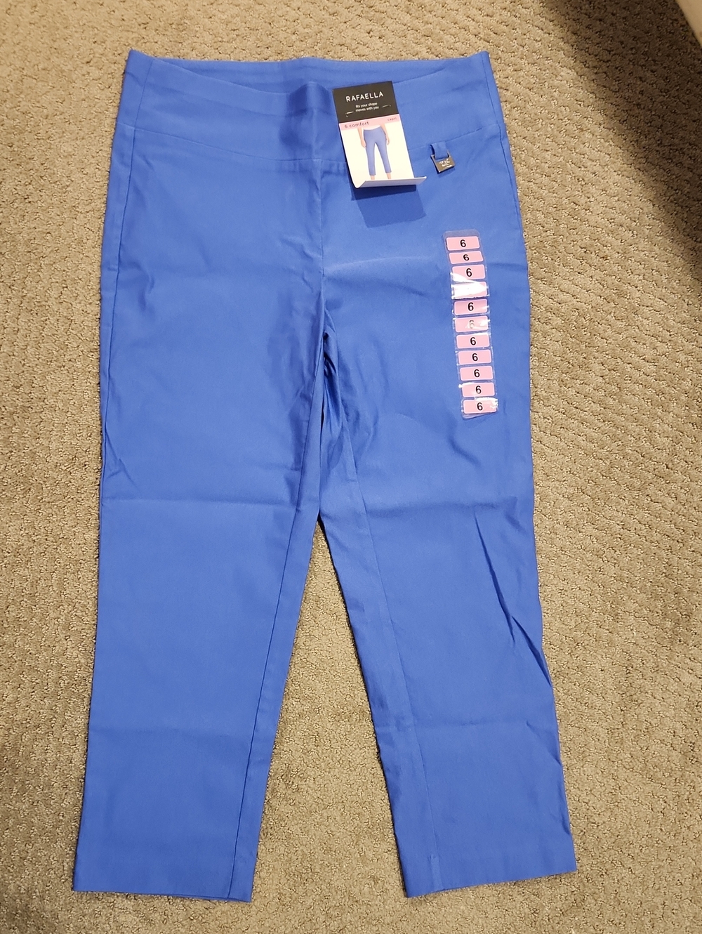 NEW Rafaella $59 Blue Stretch , Comfort Crop Pants. Sz 6